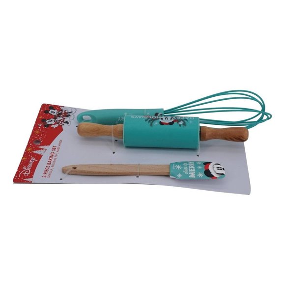 Disney 3 Piece Baking Set (Spatula Rolling Pin Whisk) Festive Kitchen Essentials - Picture 3 of 6